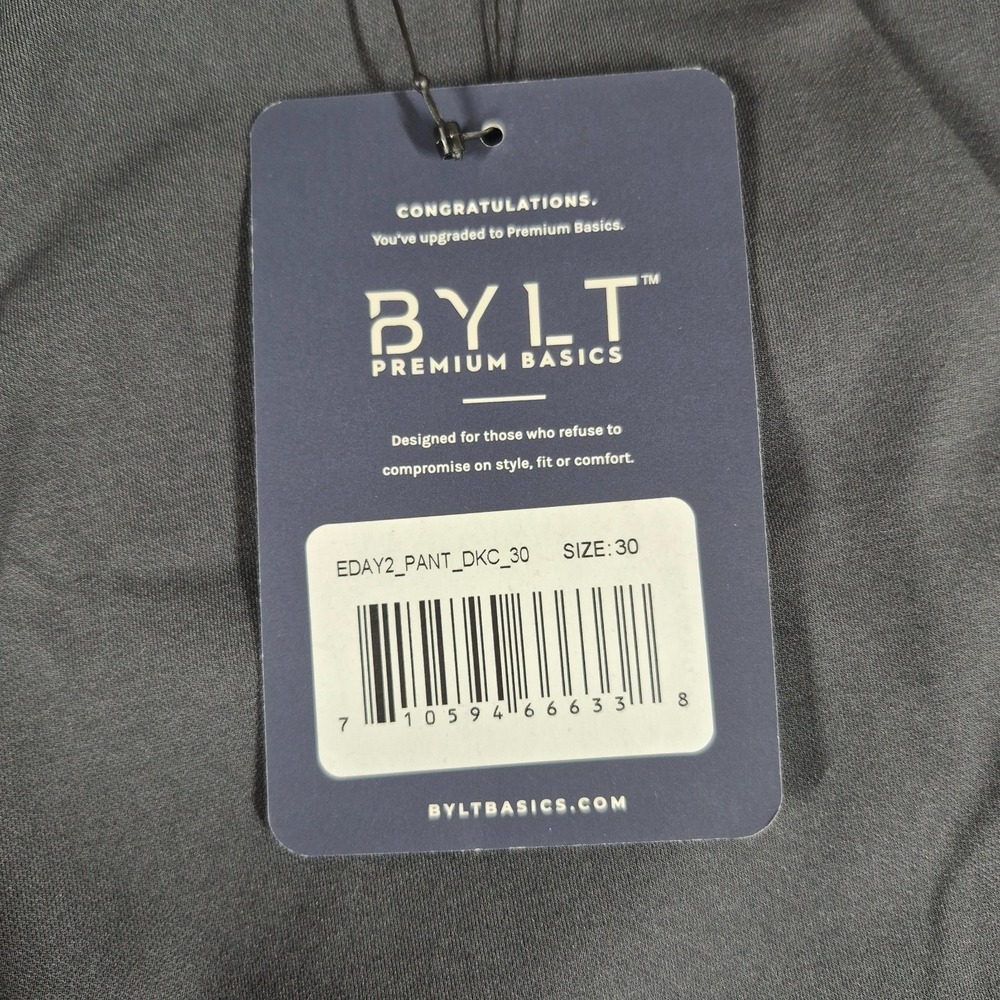 BYLT Everyday 2.0 Pants Men's 30x30 Gray Slim Fit Casual Comfort Stretch NWT - Picture 9 of 10